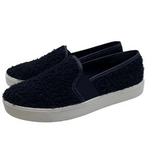Vince Slip On Sneaker Warren Black Leather Fur Size 6